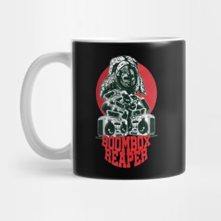 Red Boombox Reaper - Skull-Face Astronaut with Boomboxes Mug